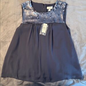 Chic Black Sequin Sleeveless Blouse